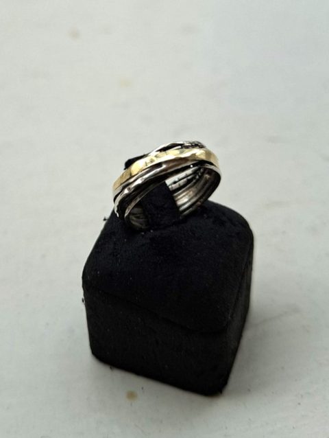  18K yellow gold ring with silver 925 