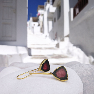 earrings with watermelon tourmaline