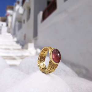 gold with pink tourmaline