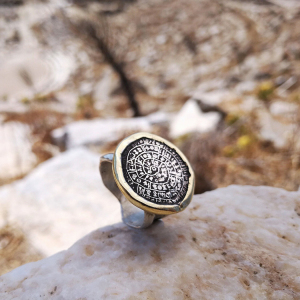 silver and kt yellow gold festos ring