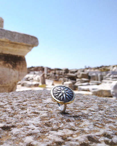 Sterling silver and 18kt yellow gold ring Ancient Greek Rings