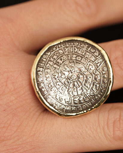 Ring silver and gold with Festos disc Ancient Greek Ancient Greece