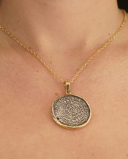 Pendant silver and gold with Festos disc Ancient Greek Pendant