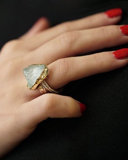 Ring with rough aquamarine stone Aquamarine Aquamarine