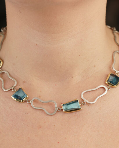 Necklace with Greek coins and aquamarine Aquamarine Aquamarine