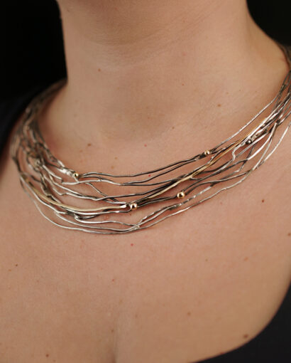 Silver and solid gold wired necklace Necklaces Solid Gold