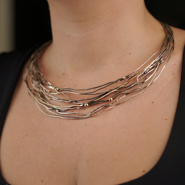 Silver and solid gold wired necklace Necklaces Solid Gold