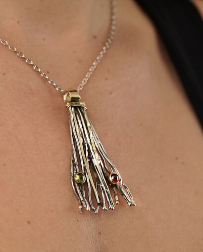 Silver and solid gold wired pendant Pendant Pendant